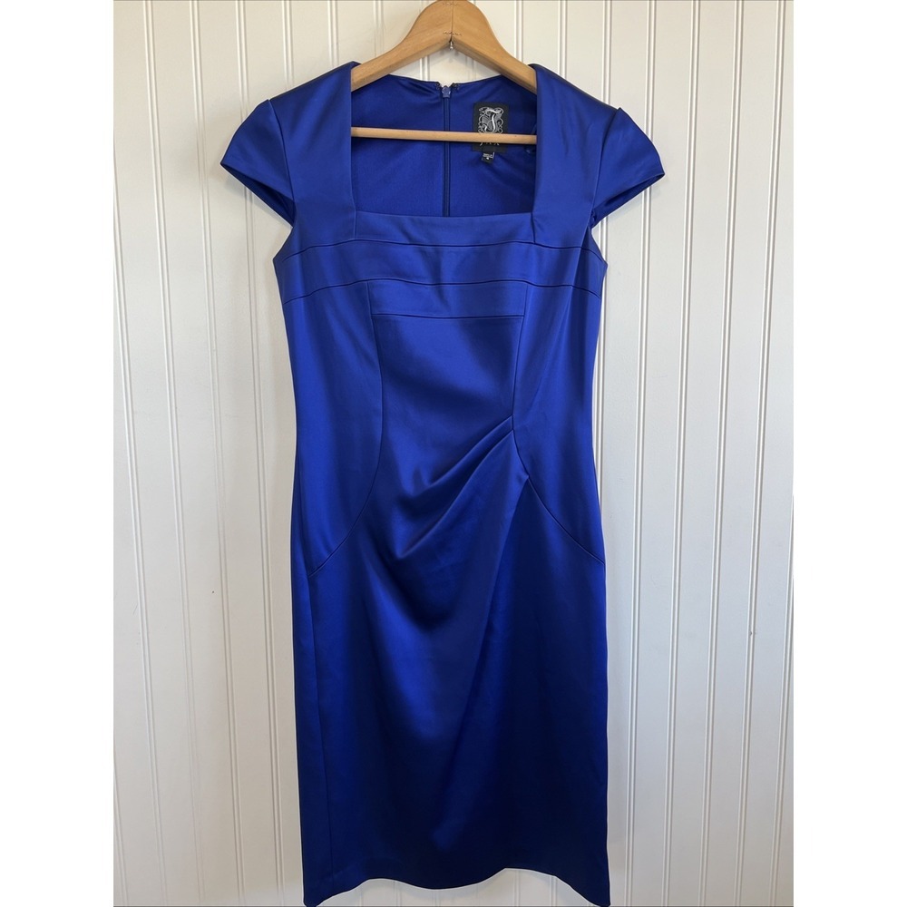 Jax Dress Size 4 Women Royal Blue Shiny Accented Waist Formal Cocktail Prom